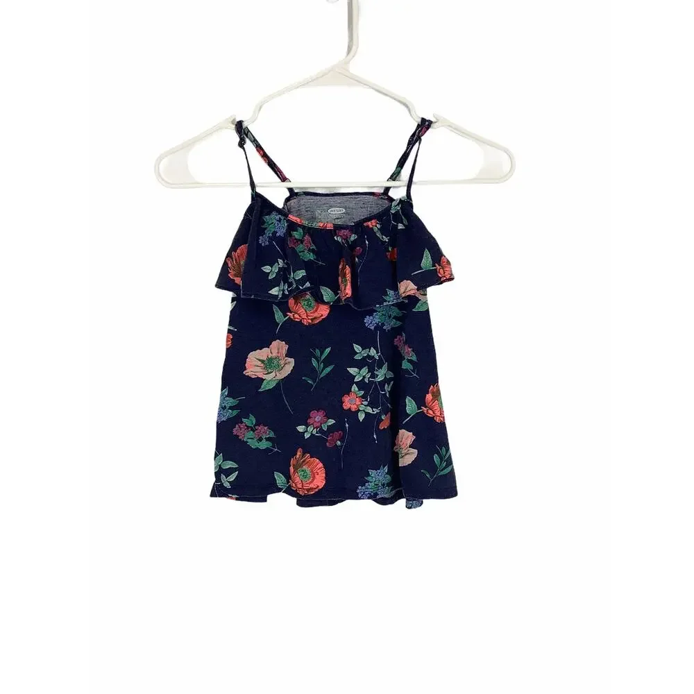 Old Navy Blue Floral Print Tank Top Small 6-7